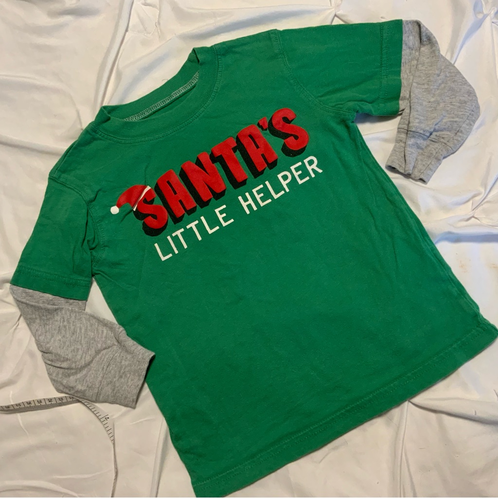 Pick Any 5 For $15 Carter's Green And Gray Santa's Little Helper Long Sleeve Tee